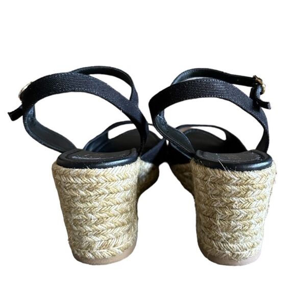 Stuart Weitzman Tia Espadrille Wedge Sandal in Black - Picture 9 of 17